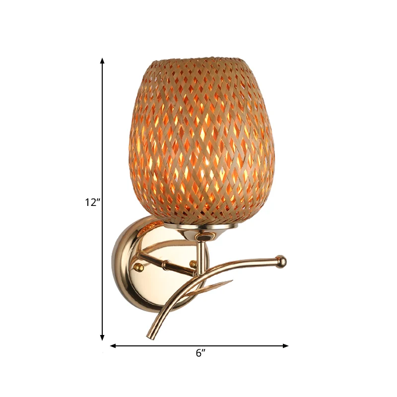 Rotan koepelschaduw schanslamp eigentijdse stijl 1-lichts wandlamp beige Clearhalo