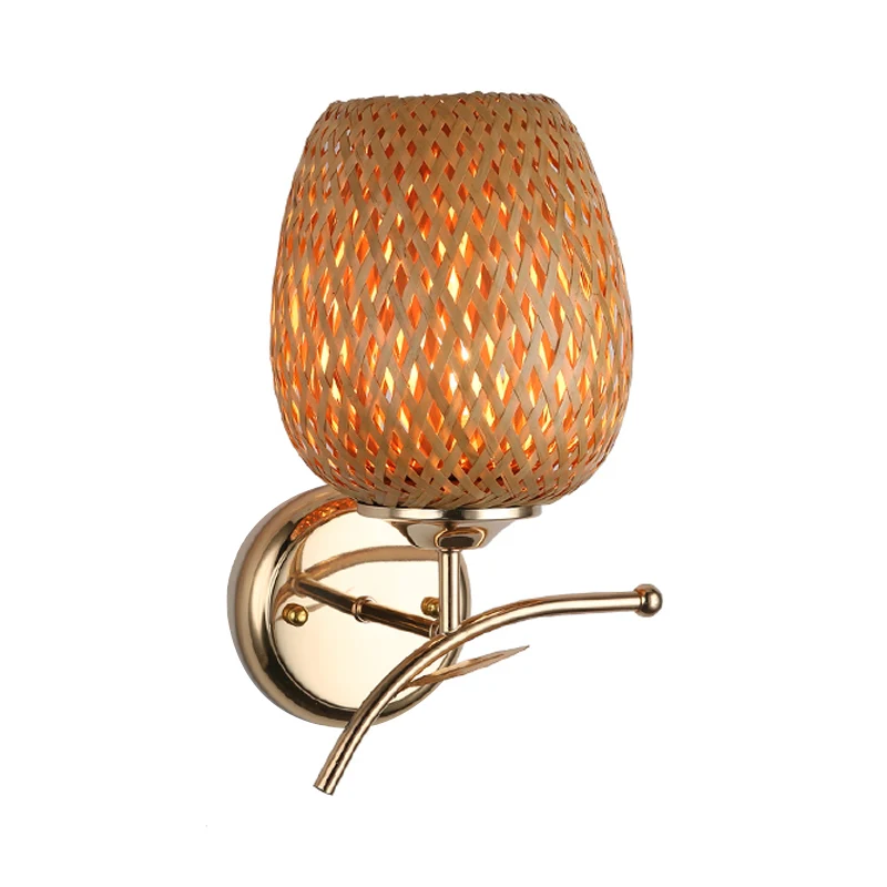 Rotan koepelschaduw schanslamp eigentijdse stijl 1-lichts wandlamp beige Clearhalo