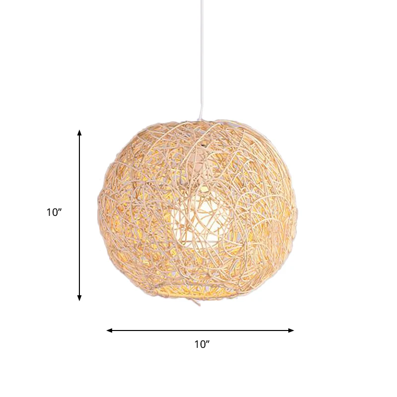 Rotan Orb hangende plafondlamp Landelijke hanglamp met één licht beige Clearhalo