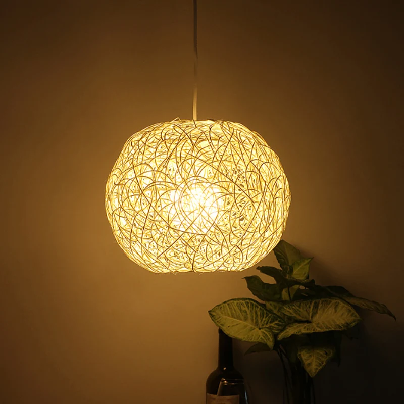 Rotan Orb hangende plafondlamp Landelijke hanglamp met één licht beige Clearhalo