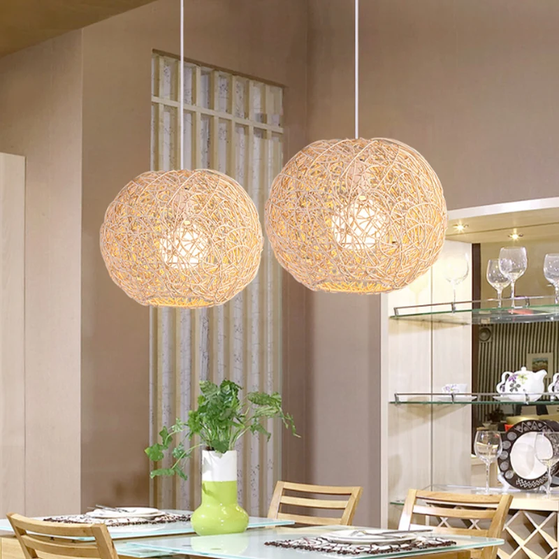 Rotan Orb hangende plafondlamp Landelijke hanglamp met één licht beige Clearhalo