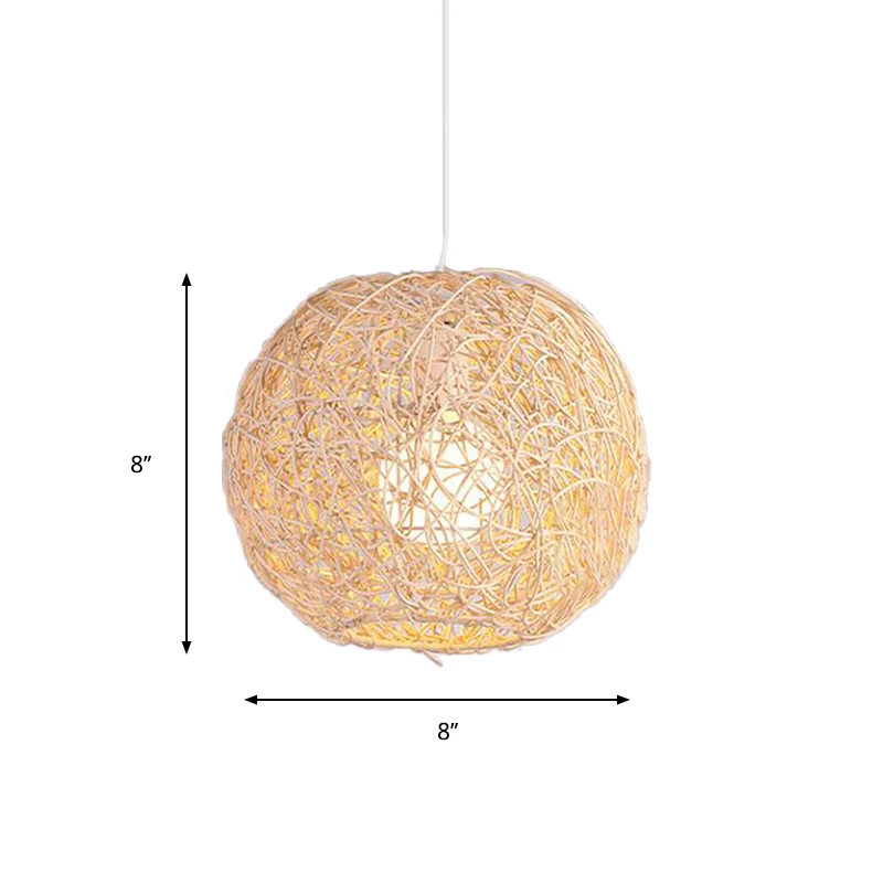 Rotan Orb hangende plafondlamp Landelijke hanglamp met één licht beige Clearhalo