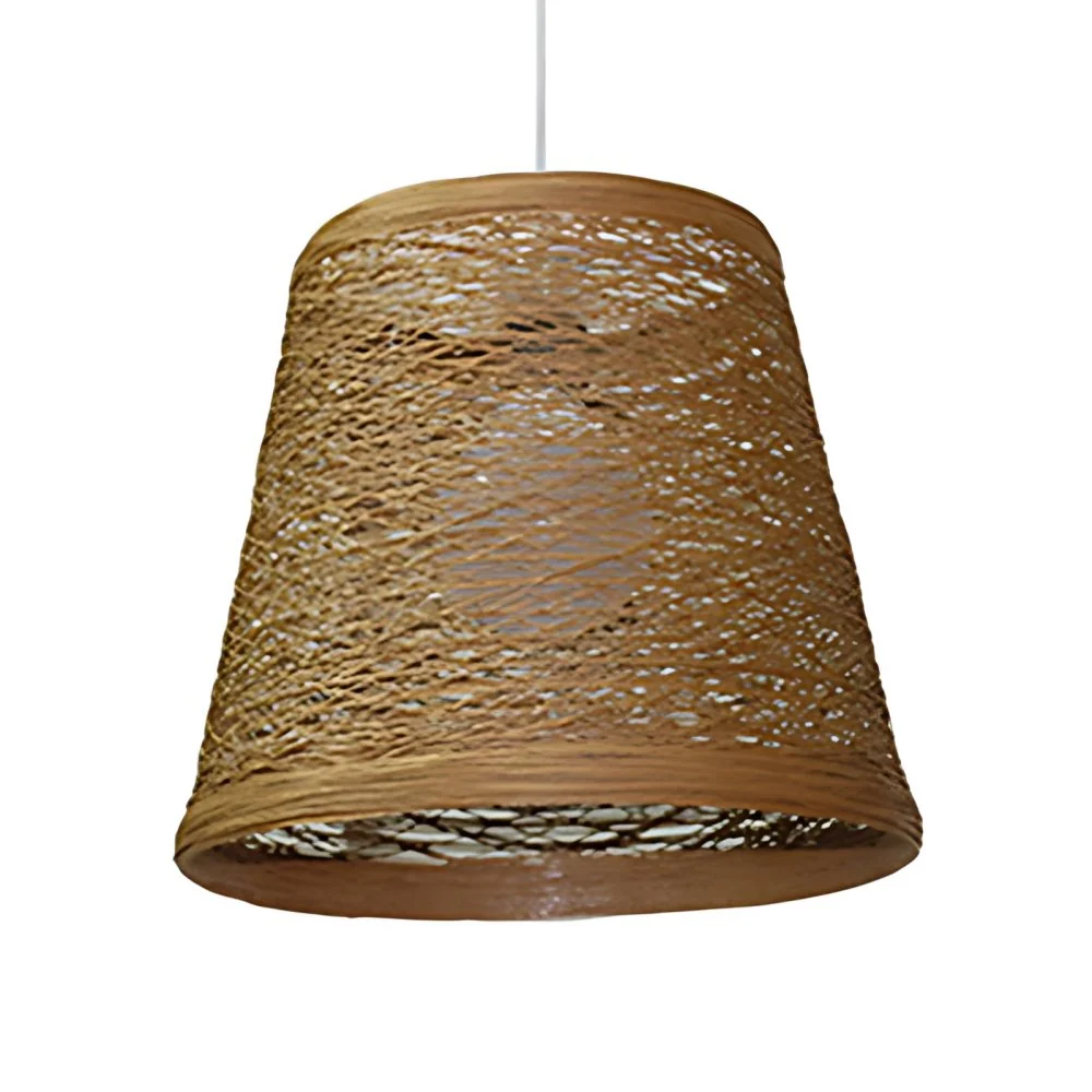 Rotan trapeziumvormige hangende hanglamp Rustieke ophangverlichting met één kop rood/oranje/wit/bruin/begie Clearhalo