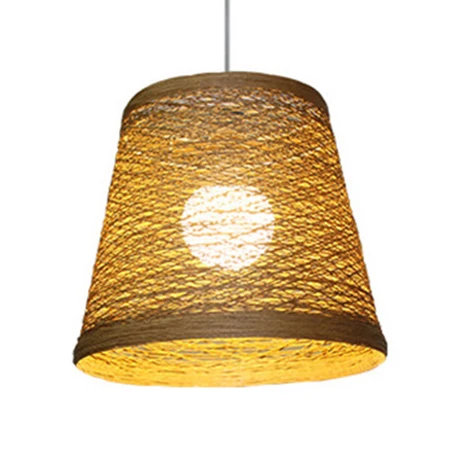Rotan trapeziumvormige hangende hanglamp Rustieke ophangverlichting met één kop rood/oranje/wit/bruin/begie Clearhalo