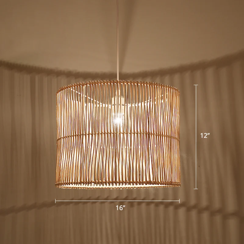 Rotan trommel schaduwrijke plafondlamp moderne enkele hangende hanglamp voor restaurant Clearhalo