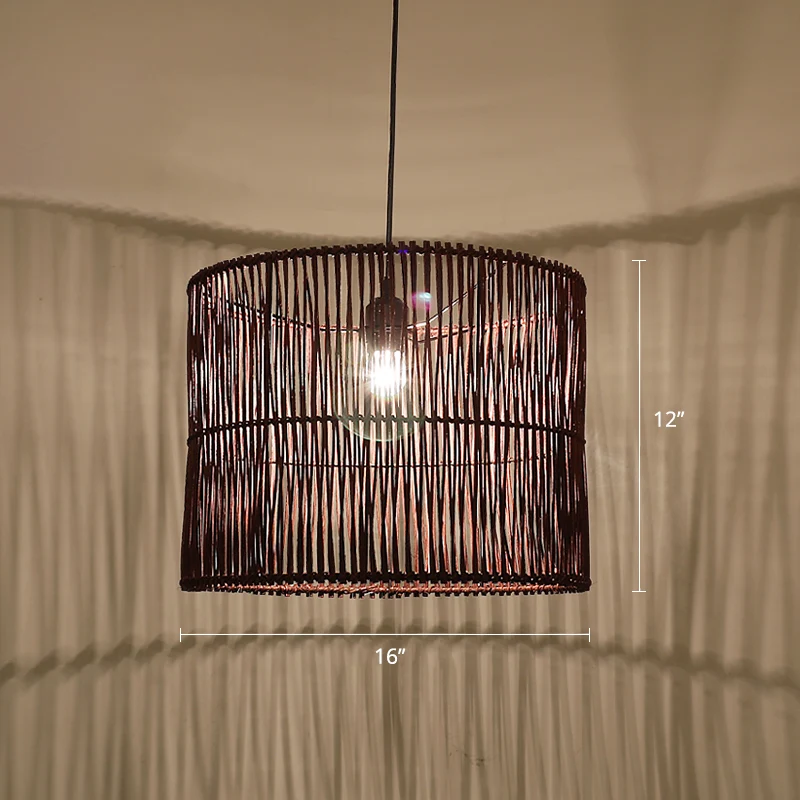 Rotan trommel schaduwrijke plafondlamp moderne enkele hangende hanglamp voor restaurant Clearhalo