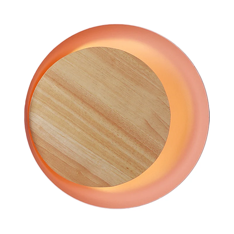 Roze Eclipse View wandlamp Macaron Loft houten LED-wandlamp voor trapbadkamer Clearhalo