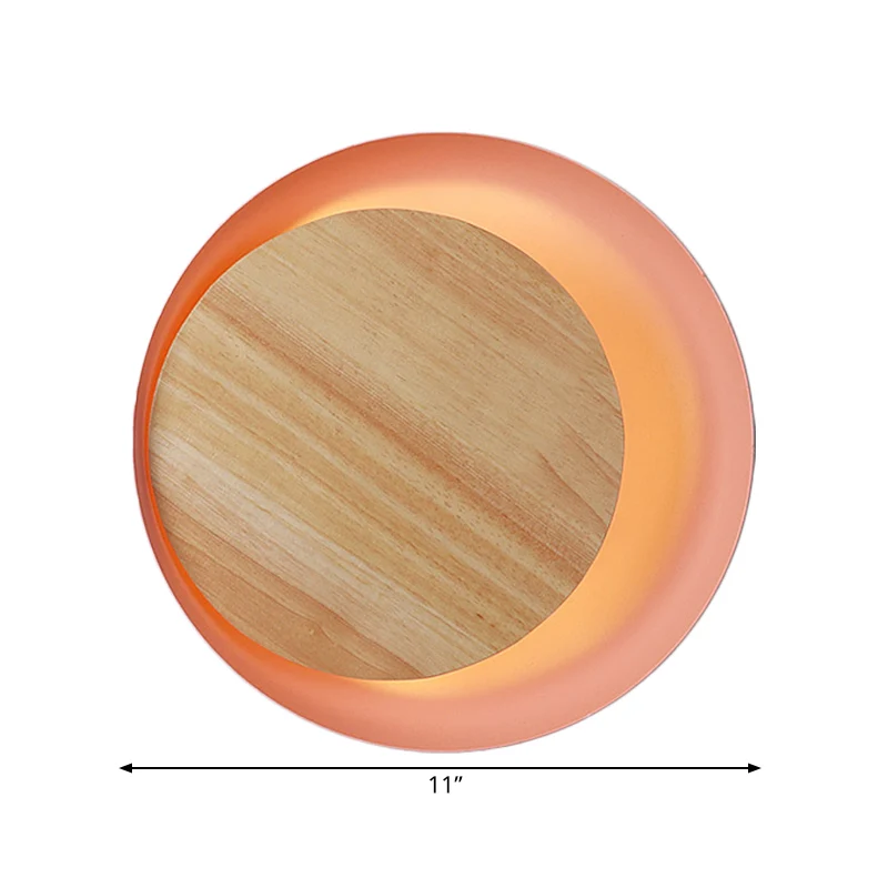 Roze Eclipse View wandlamp Macaron Loft houten LED-wandlamp voor trapbadkamer Clearhalo