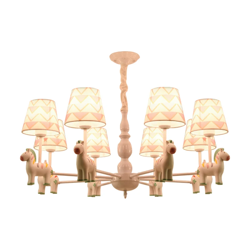 Roze taps toelopende schaduw hangende kroonluchter cartoon stof hanglamp voor slaapkamer Clearhalo