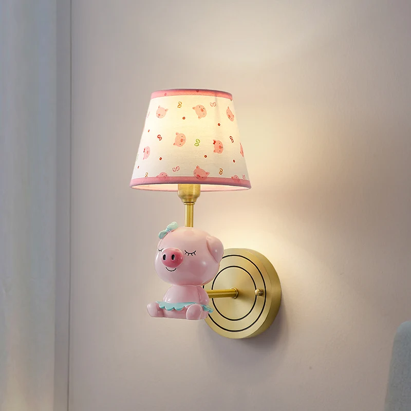 Roze Varken Wandverlichting Eigentijdse wandlamp met Empire schaduw met cartoonpatroon Clearhalo