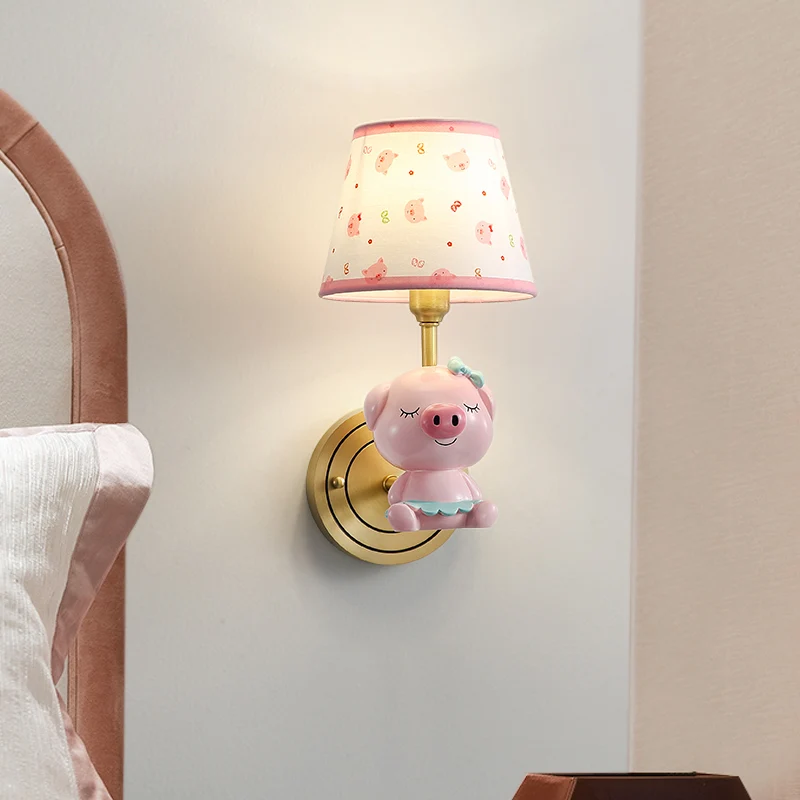 Roze Varken Wandverlichting Eigentijdse wandlamp met Empire schaduw met cartoonpatroon Clearhalo