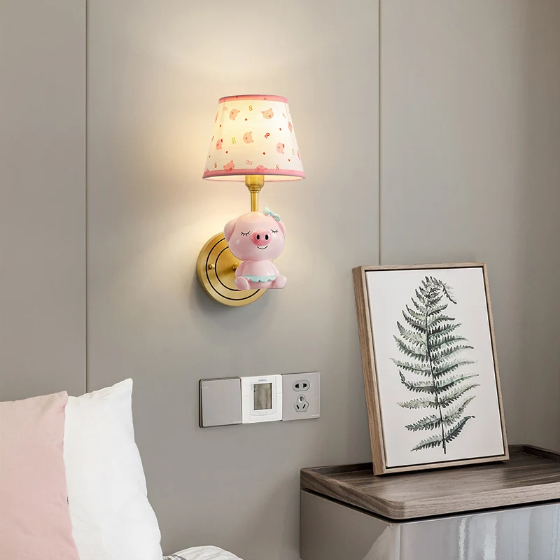Roze Varken Wandverlichting Eigentijdse wandlamp met Empire schaduw met cartoonpatroon Clearhalo