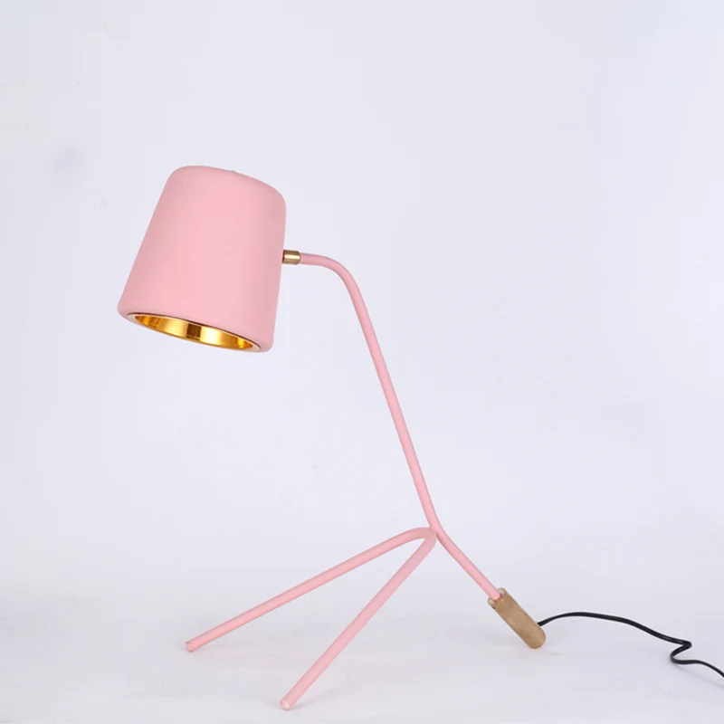 Roze/geel/groene afwerking Kegelbureaulamp Macaron 1 lichtmetalen leeslamp op statief voor slaapkamer Clearhalo