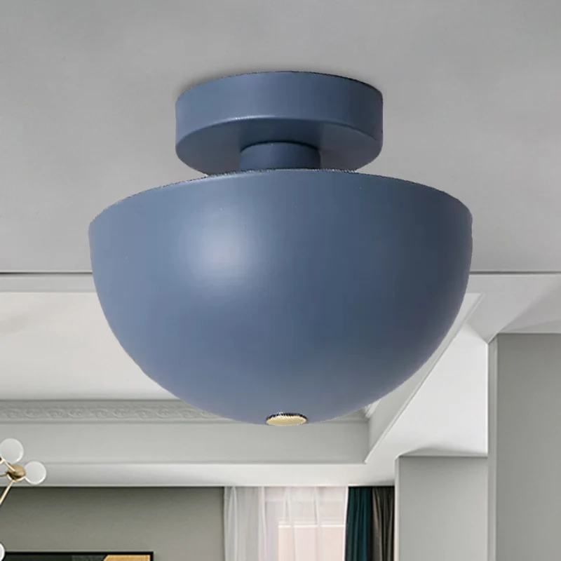 Roze/geel/marineblauwe kom semi-inbouw plafondlamp eigentijds metaal 1 lamp eetkamer semi-inbouwverlichting Clearhalo