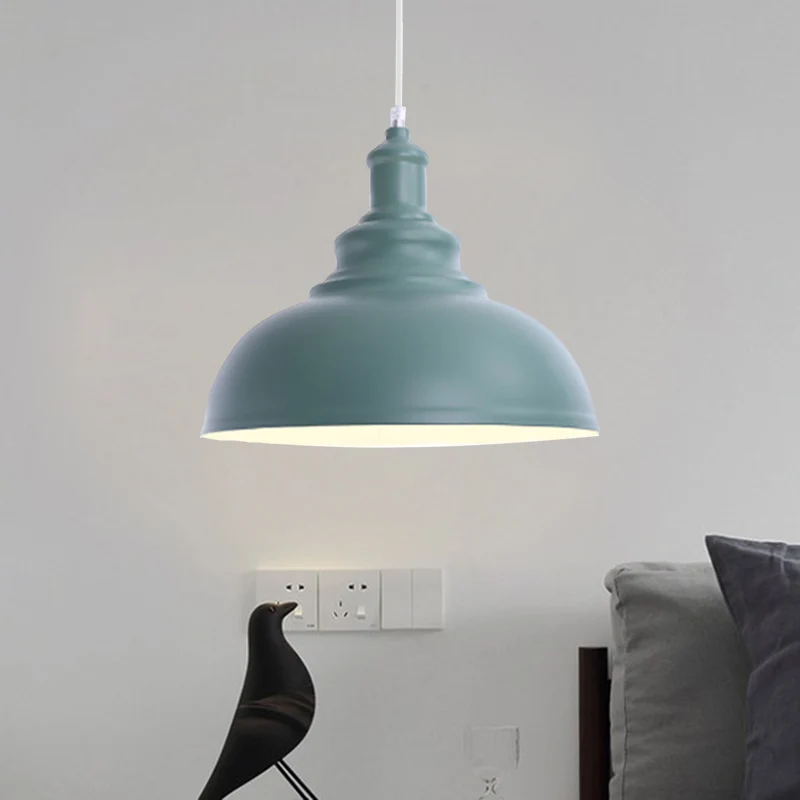Roze/gele komvormige plafondlamp Macaron-stijl Metaal 1-lamps slaapkamer hanglamp Clearhalo