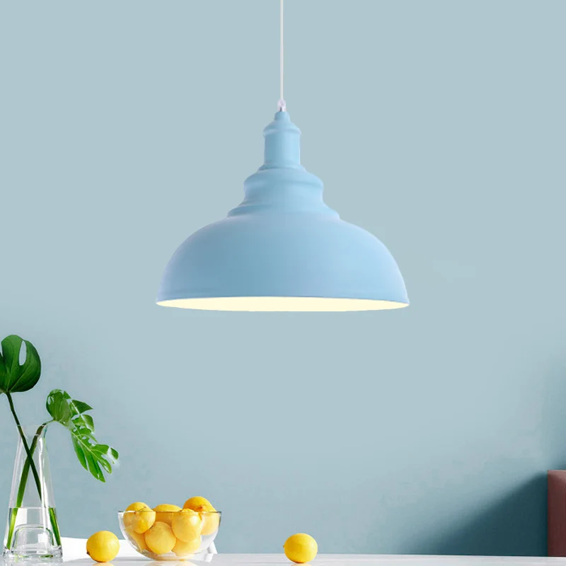 Roze/gele komvormige plafondlamp Macaron-stijl Metaal 1-lamps slaapkamer hanglamp Clearhalo
