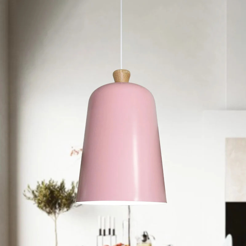 Roze/Grijs/Zwarte Bell Hanglamp Moderne Stijl 1 Lamp Aluminium Plafondverlichting voor Eetkamer Clearhalo