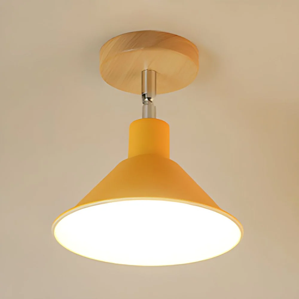 Roze/oranje plafondlamp met 1 kop, moderne metalen trechterkap, semi-inbouwlamp voor gang Clearhalo