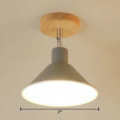 Roze/oranje plafondlamp met 1 kop, moderne metalen trechterkap, semi-inbouwlamp voor gang Clearhalo