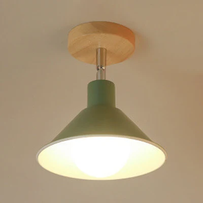 Roze/oranje plafondlamp met 1 kop, moderne metalen trechterkap, semi-inbouwlamp voor gang Clearhalo
