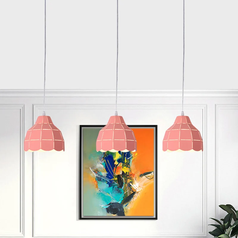 Roze/Wit/Zwart Geschulpte Koepel Plafond Hanglamp Modernisme 1 Lichtmetalen Hanglampenset Clearhalo
