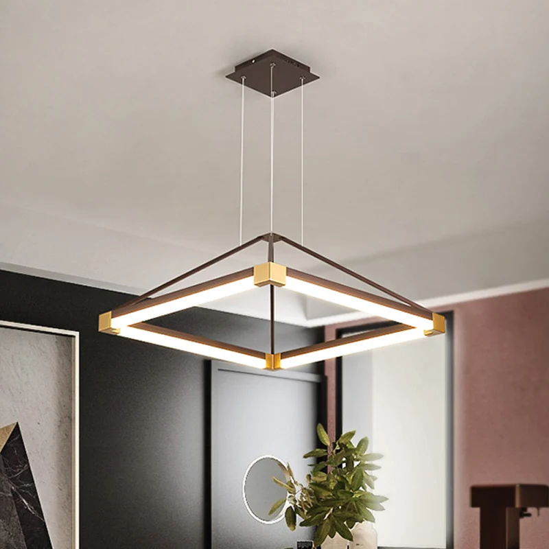 Ruitvormige hanglamp modern metaal wit/koffie LED hangende kroonluchter warm/wit licht, 18"/23,5"/31,5" breed Clearhalo