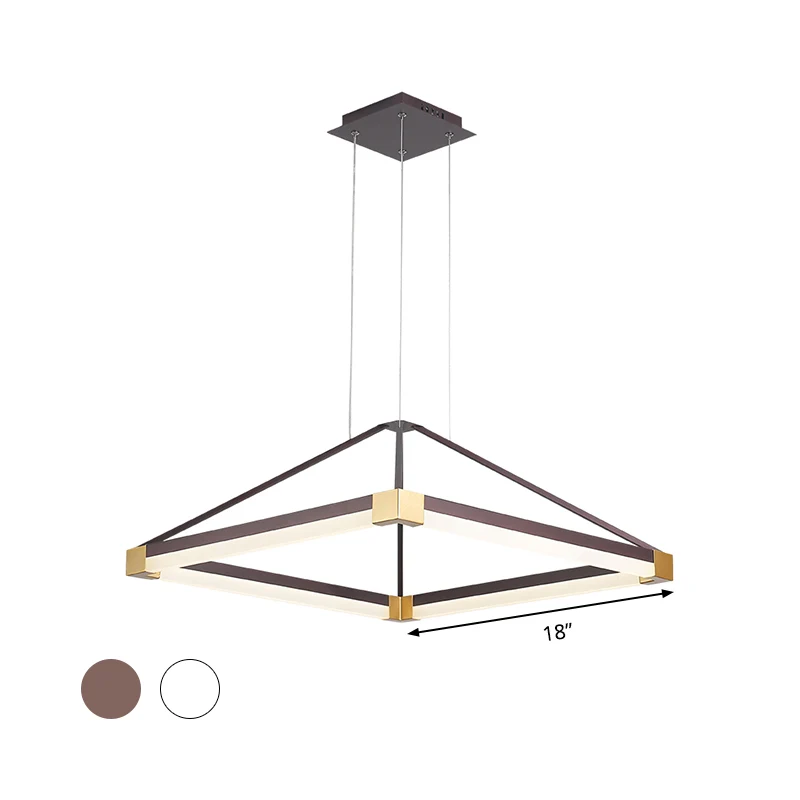 Ruitvormige hanglamp modern metaal wit/koffie LED hangende kroonluchter warm/wit licht, 18"/23,5"/31,5" breed Clearhalo