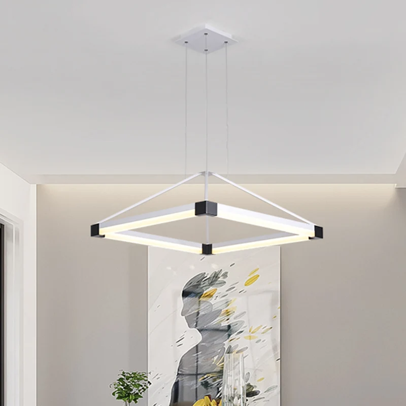 Ruitvormige hanglamp modern metaal wit/koffie LED hangende kroonluchter warm/wit licht, 18"/23,5"/31,5" breed Clearhalo