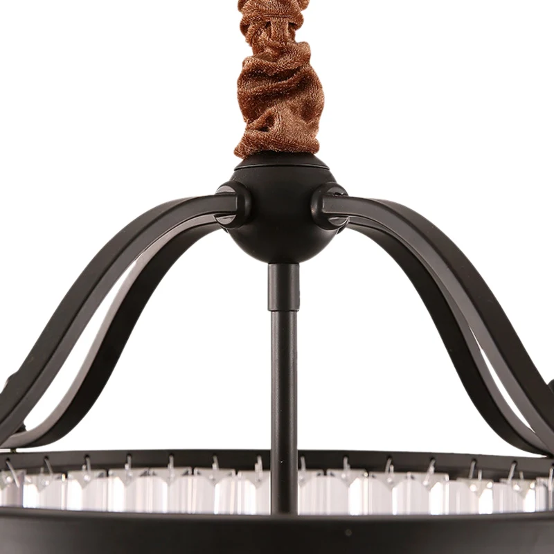Rustieke cilinder kristallen prisma kroonluchter licht 3/5 lampen hangende plafondlamp voor eetkamer zwart Clearhalo
