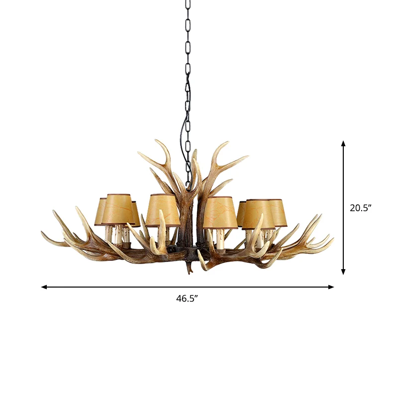 Rustieke conische hangende hanger 6/8/10 lampen hars plafondkroonluchter lichtbruin voor restaurant Clearhalo
