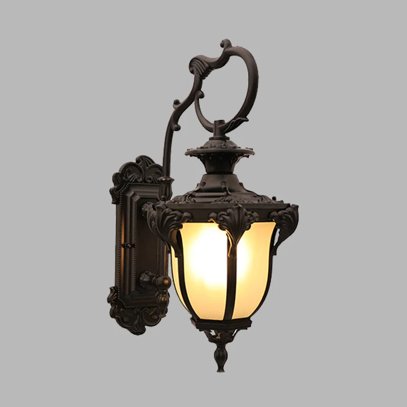 Rustieke eikelvormige wandmontage verlichting 1 kop matglazen wandlamp schans zwart/rood voor binnenplaats Clearhalo