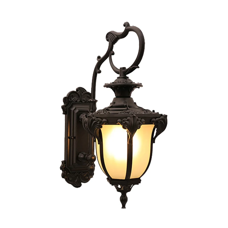 Rustieke eikelvormige wandmontage verlichting 1 kop matglazen wandlamp schans zwart/rood voor binnenplaats Clearhalo