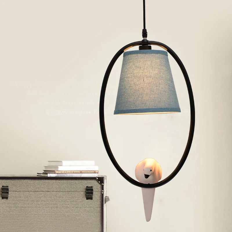 Rustieke hanglamp met taps toelopende schaduw en 1 kop stoffen hanglamp blauw voor café Clearhalo
