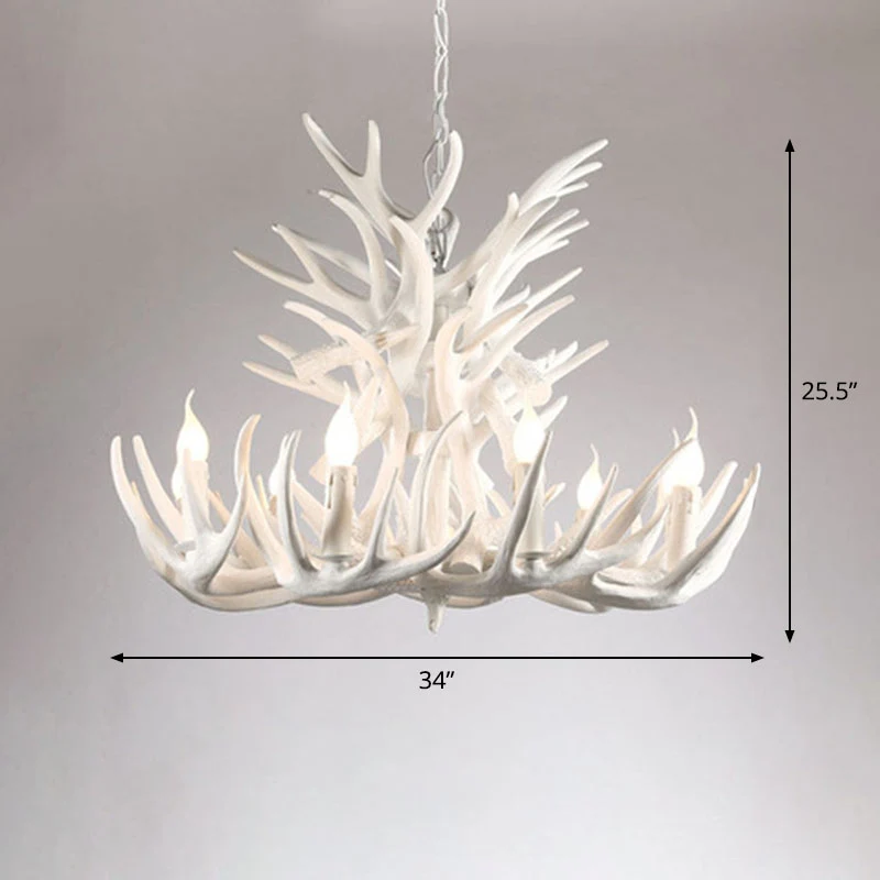 Rustieke hertenhoorn ophangverlichting hars kroonluchter lichtarmatuur voor woonkamer Clearhalo