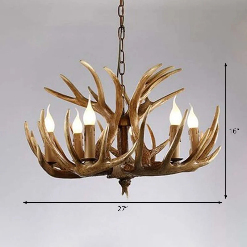Rustieke hertenhoorn ophangverlichting hars kroonluchter lichtarmatuur voor woonkamer Clearhalo