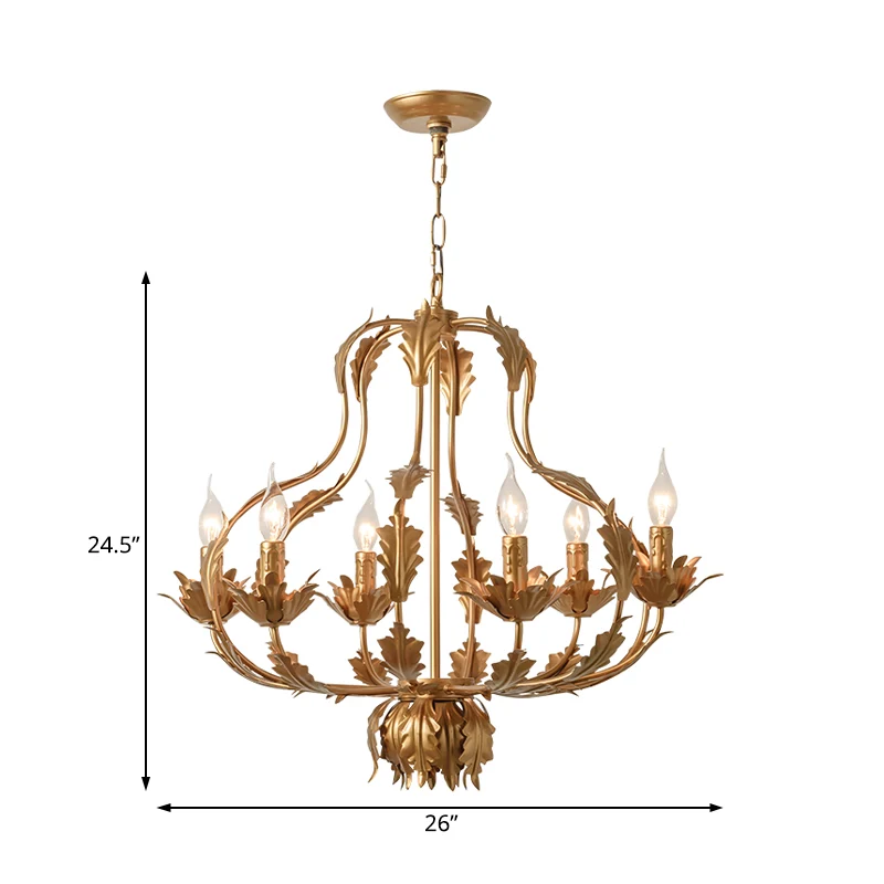 Rustieke kalebas hangende kroonluchter metaal 6 lampen hanglamp messing voor eetkamer Clearhalo
