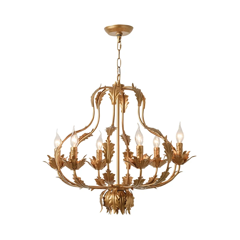 Rustieke kalebas hangende kroonluchter metaal 6 lampen hanglamp messing voor eetkamer Clearhalo
