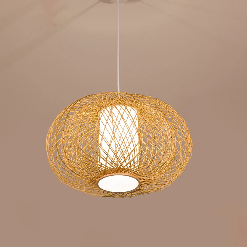 Rustieke Lantaarn Hanglamp Bamboe 1 Lamp Plafond Hanglamp Hout voor Theehuis Clearhalo