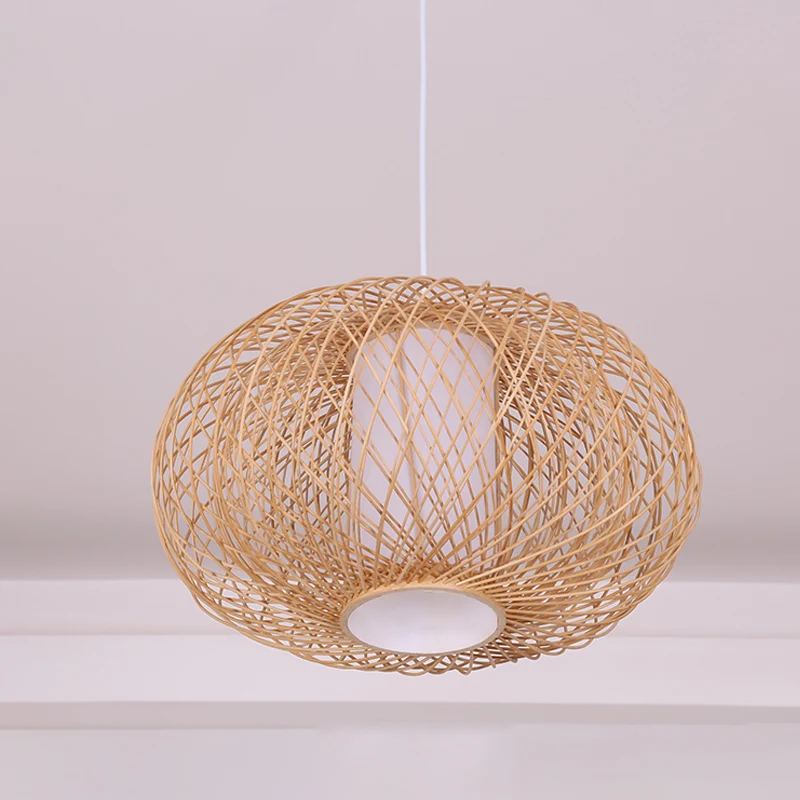 Rustieke Lantaarn Hanglamp Bamboe 1 Lamp Plafond Hanglamp Hout voor Theehuis Clearhalo