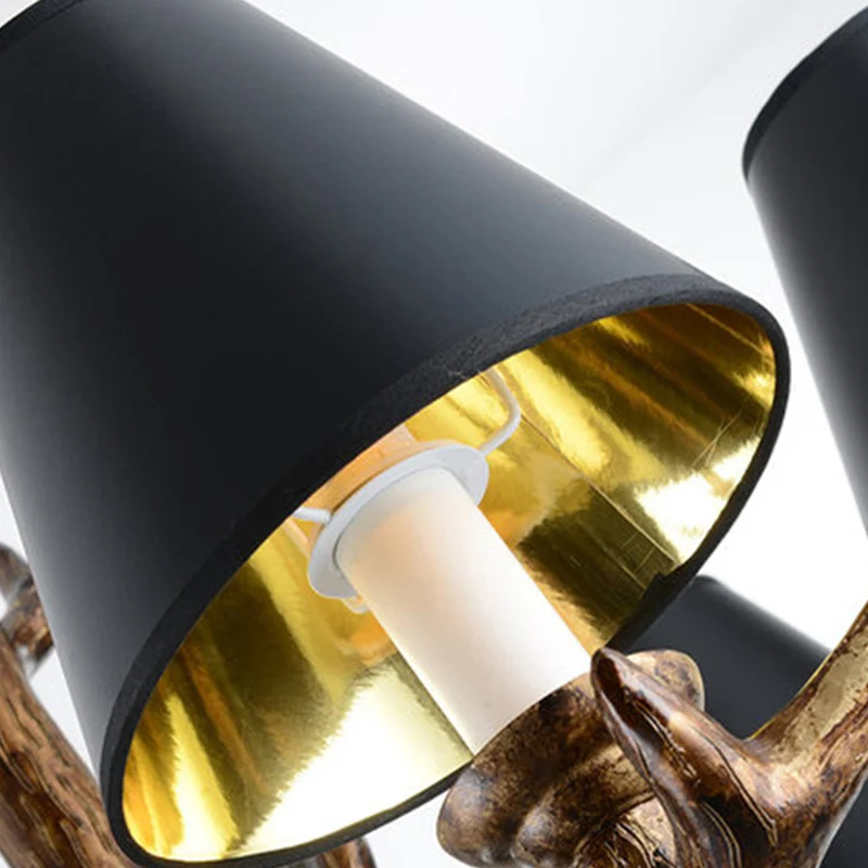Rustieke Starburst hangende kroonluchter 6 lampen hars ophangplafondlamp zwart voor woonkamer Clearhalo