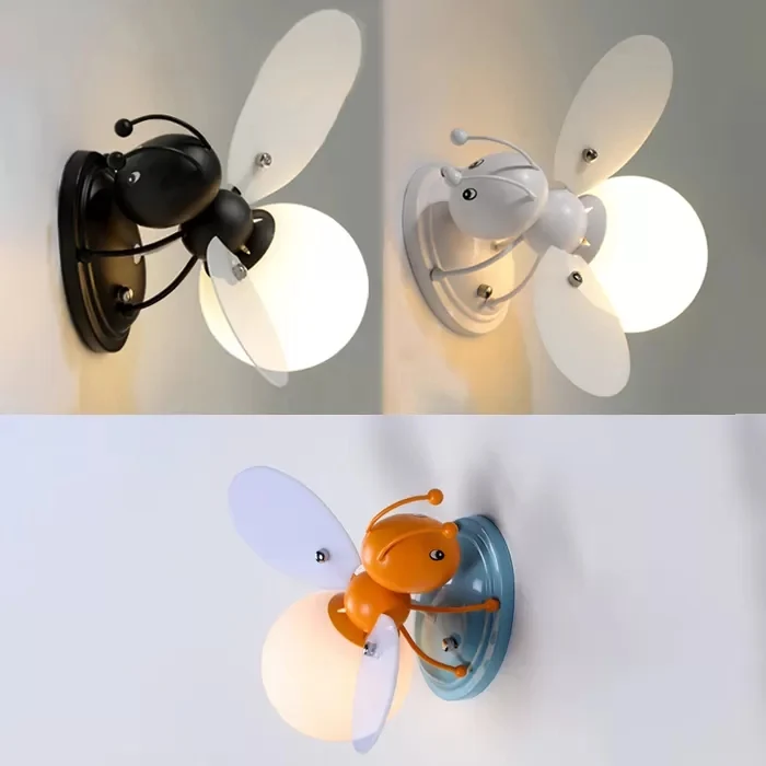 Rustieke stijl Bee Sconce Light Single Bulb metalen wandlamp voor kleuterschool kinderslaapkamer Clearhalo