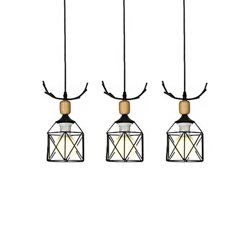Rustieke stijl zwarte hanglamp 3 lampen Moderne stijl metalen plafondlamp voor restaurant Clearhalo