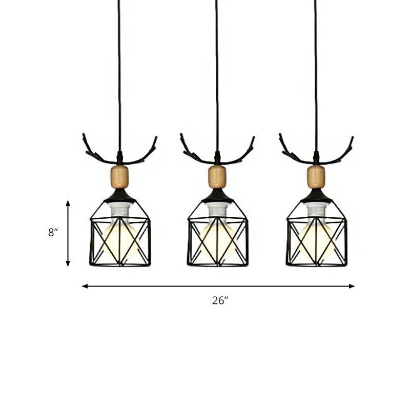 Rustieke stijl zwarte hanglamp 3 lampen Moderne stijl metalen plafondlamp voor restaurant Clearhalo