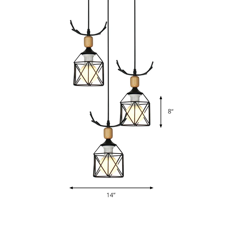 Rustieke stijl zwarte hanglamp 3 lampen Moderne stijl metalen plafondlamp voor restaurant Clearhalo