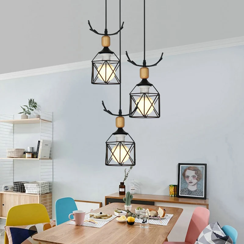 Rustieke stijl zwarte hanglamp 3 lampen Moderne stijl metalen plafondlamp voor restaurant Clearhalo