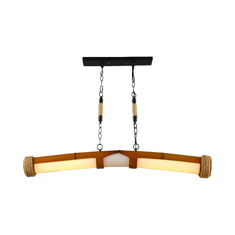 Rustieke stijlvolle beige kroonluchter buisvormige houten hangende verlichting voor trapbadkamer Clearhalo