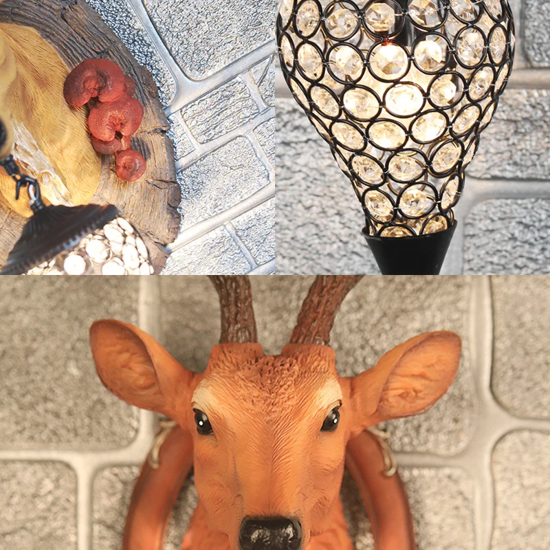 Rustieke Teardrop Sconce Lamp 1 Lamp Kristallen Wandlamp grijs/bruin met harshertendeco Clearhalo
