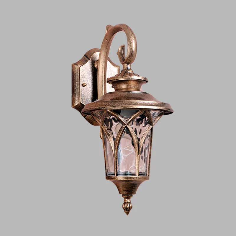 Rustieke Urn Wandkandelaar Licht 1 Lamp Aluminium Wandlamp Armatuur Messing met Waterglazen Kap Clearhalo