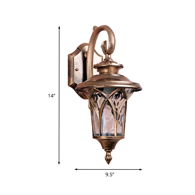 Rustieke Urn Wandkandelaar Licht 1 Lamp Aluminium Wandlamp Armatuur Messing met Waterglazen Kap Clearhalo
