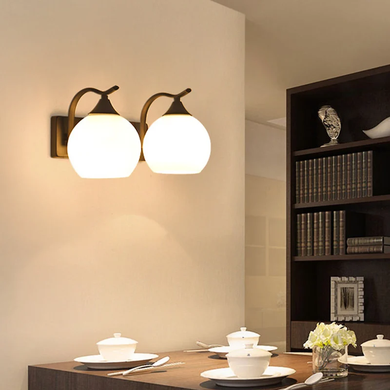 Satijn opaal glazen koepel schanslamp armatuur eenvoudige stijl gang wandmontage lamp Clearhalo